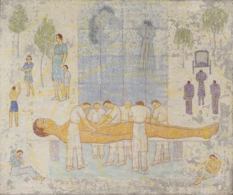 Mattis Teutsch János: Élet és halál, 1947, 80 x 95 cm, kazein-tempera, vászon, Rechnitzer János gyűjteménye